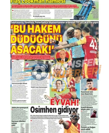 Gazete Manşetlerinden Süper Lig ve Avrupa Futbol Gündemi
